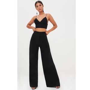 French Connection Black High Waisted Crepe Pants